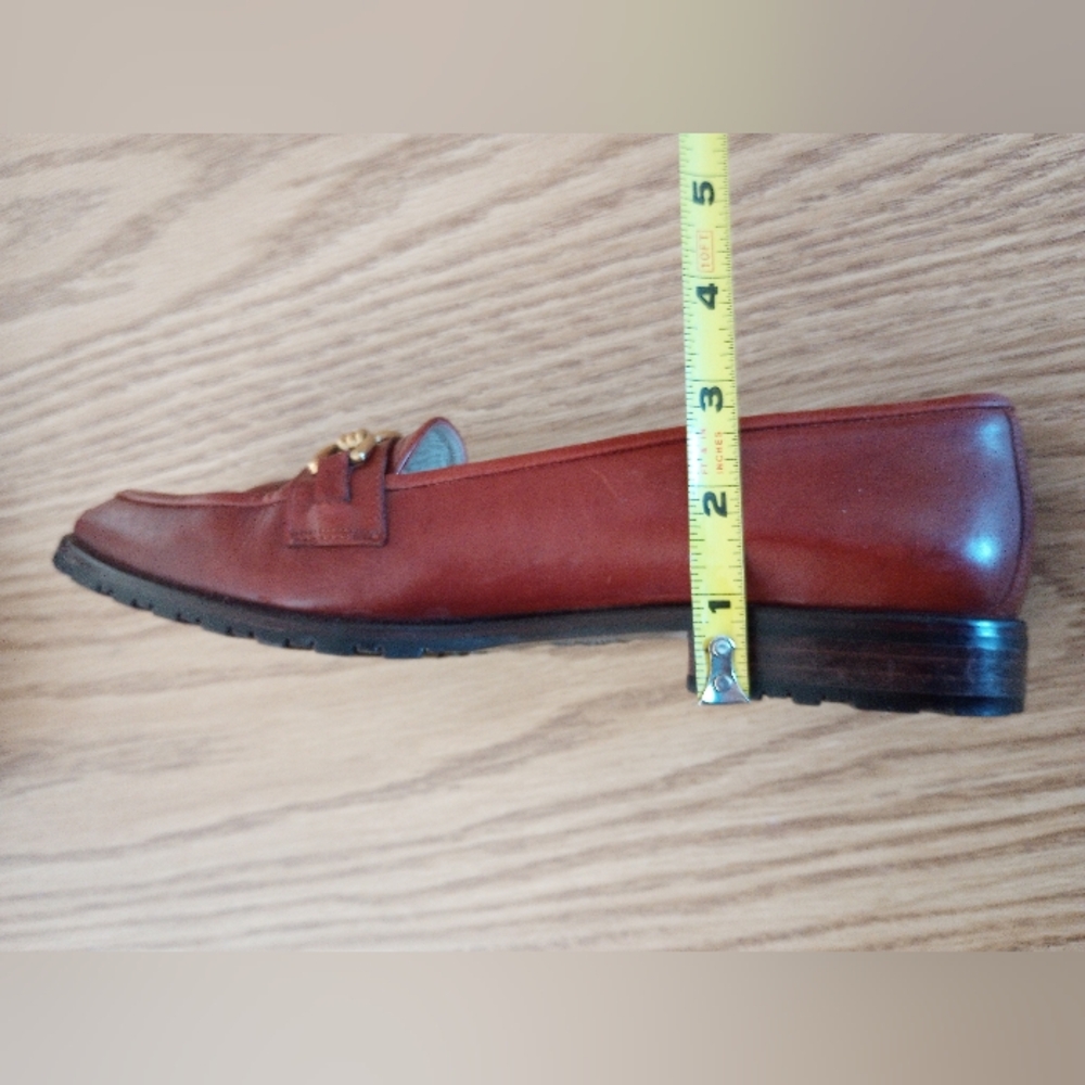 Bally Tiffany Cognac Italian Leather Loafers Gold Accent Preppy Old Money 8.5 M - Picture 10 of 12